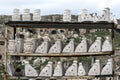 Plaster cast fairy chinmeys dry in the outside air before being painted at Urgup in the Cappadocia region of Turkey.