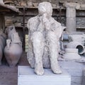 Plaster cast of victim of Vesuvius eruption in Pompeii Royalty Free Stock Photo