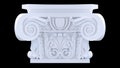 Plaster Decorative Capital on a Black Background, Front View, 3d render