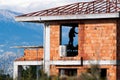 A plaster labourer working in villa construction, Villa construction