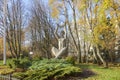 Plaster sculpture of a woman, Svetlogorsk, Sculpture of a girl with her hands raised to the sky