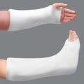 Plastered leg and arm. Treatment of a broken leg and broken arm. Medicine and health. Isolated realistic object. Vector