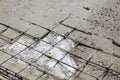 A plasterer concrete worker at floor work Royalty Free Stock Photo