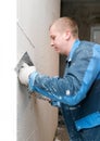 Plasterer at work Royalty Free Stock Photo