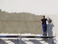 Plasterers Builders plastered wall in a commercial building. Wor Royalty Free Stock Photo