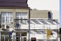 Plasterers Builders plastered wall in a commercial building. Wor Royalty Free Stock Photo