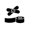 Plasters and medical tape black glyph icon Royalty Free Stock Photo