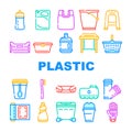 Plastic Accessories Collection Icons Set Vector