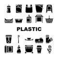 Plastic Accessories Collection Icons Set Vector