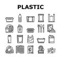 Plastic Accessories And Utensil Icons Set Vector