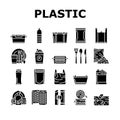 Plastic Accessories And Utensil Icons Set Vector