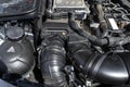 Plastic air intake pipes for a modern 2.2 liter diesel engine with a capacity of 220 horsepower. Royalty Free Stock Photo