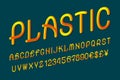Plastic alphabet with numbers and currency signs in cool dynamic style