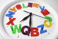 Plastic Alphabets on Wall Clock Royalty Free Stock Photo