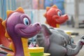 Plastic animals at an amusement park