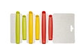 Plastic bag clips on a white background.Colored clothespins for open packages. Royalty Free Stock Photo