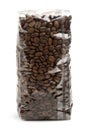 Plastic bag of coffee beans Royalty Free Stock Photo