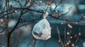 A Plastic Bag Dangling from a Bare Tree Branch Royalty Free Stock Photo