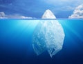 Plastic bag environment pollution with iceberg Royalty Free Stock Photo