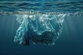 Plastic Bag Floating in the Ocean Royalty Free Stock Photo