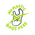`No plastic bags here`. Hand draw vector.