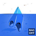 Plastic bag iceberg ocean pollutio vector banner.