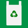 Plastic bag with recycle sign. cotton bag with recycle symbol. flat style. say no to plastic bags concept. plastic bag symbol