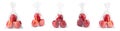 Plastic bag with red apples isolated on white, collage Royalty Free Stock Photo