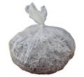 Plastic bag with shredded paper inside plastic bag isolated on white Royalty Free Stock Photo