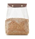 Plastic bag of spelt wheat Royalty Free Stock Photo