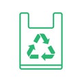 Plastic bag with triangle rotation arrow recycle sign, Green recycling plastic bag icon, Reusable ecological preservation concept Royalty Free Stock Photo
