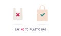 Plastic bag vector icon. Say no to plastic bag. Zero waste eco concept. Recycle Eco-friendly sign set isolated on white