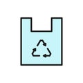 Plastic bag, waste recycling, trash flat color line icon. Royalty Free Stock Photo