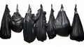 plastic bags black for bin garbage, bag for trash waste, garbage, rubbish, plastic bag pile isolated on white background Royalty Free Stock Photo