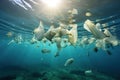 Plastic bags polluting the oceans and endangering marine life Royalty Free Stock Photo