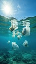 Plastic bags polluting the oceans and endangering marine life Royalty Free Stock Photo