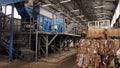 Plastic bales of garbage at the waste processing plant. Processing and storage of waste for further disposal