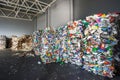 Plastic bales of rubbish at the waste treatment processing plant. Recycling separatee and storage of garbage for further disposal Royalty Free Stock Photo