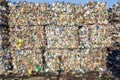 Plastic bales at the waste processing plant. Separate garbage collection. Recycling and storage of waste for further disposal. Royalty Free Stock Photo