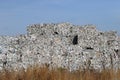 Plastic bales at the waste processing plant. Separate garbage collection. Recycling and storage of waste for further disposal. Env Royalty Free Stock Photo