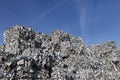 Plastic bales at the waste processing plant. Separate garbage collection. Recycling and storage of waste for further disposal. Env Royalty Free Stock Photo