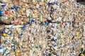 Plastic bales at the waste processing plant. Separate garbage collection. Recycling and storage of waste for further disposal.