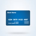 Plastic Bank Credit or Debit Card Vector Illustration on blank white background Royalty Free Stock Photo