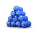 plastic barrels folded in a pyramid Royalty Free Stock Photo
