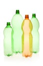 Plastic beverage bottles for recycling.