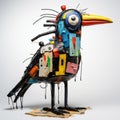 Plastic Bird Sculptures: Cartoon Abstraction Inspired By Basquiat, Picasso, And Miro