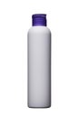 Plastic Blank Tall Shampoo Bottle with purple cap. Mockup Isolated on White Background Royalty Free Stock Photo