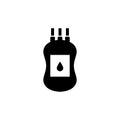 Plastic Blood Bag, Donate Transfusion. Flat Vector Icon illustration. Simple black symbol on white background. Plastic Blood Bag,