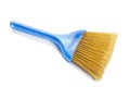 Plastic blue brooms on white background