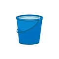 Plastic blue bucket with water for cleaning and washing at home. Royalty Free Stock Photo